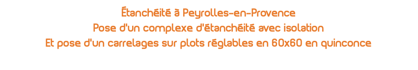 Étanchéité à Peyrolles-en-Provence Pose d'un complexe d'étanchéité avec isolation Et pose d'un carrelages sur plots réglables en 60x60 en quinconce 